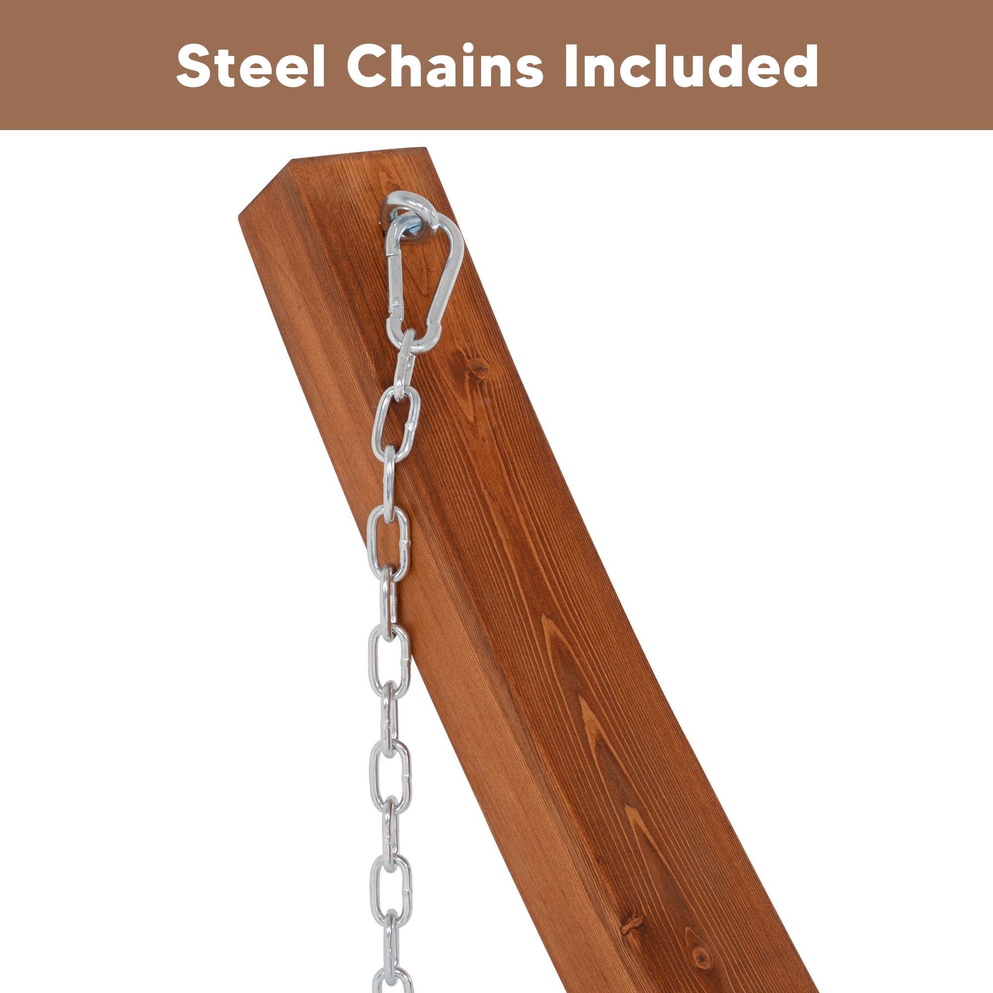 Suncreat 14 Ft Wooden Hammock Stand Only, Heavy Duty Larch Wood Arc Hammock Stand With Chains And Carabiners, 475 Lbs Capacity
