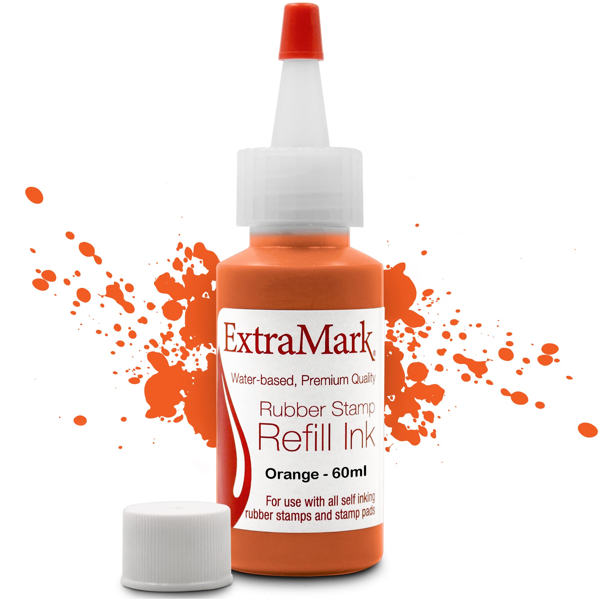 Extramark Premium Stamp Refill Ink For Self-Inking Stamps And Stamp Pads, 60 Ml, Orange Color Ink.