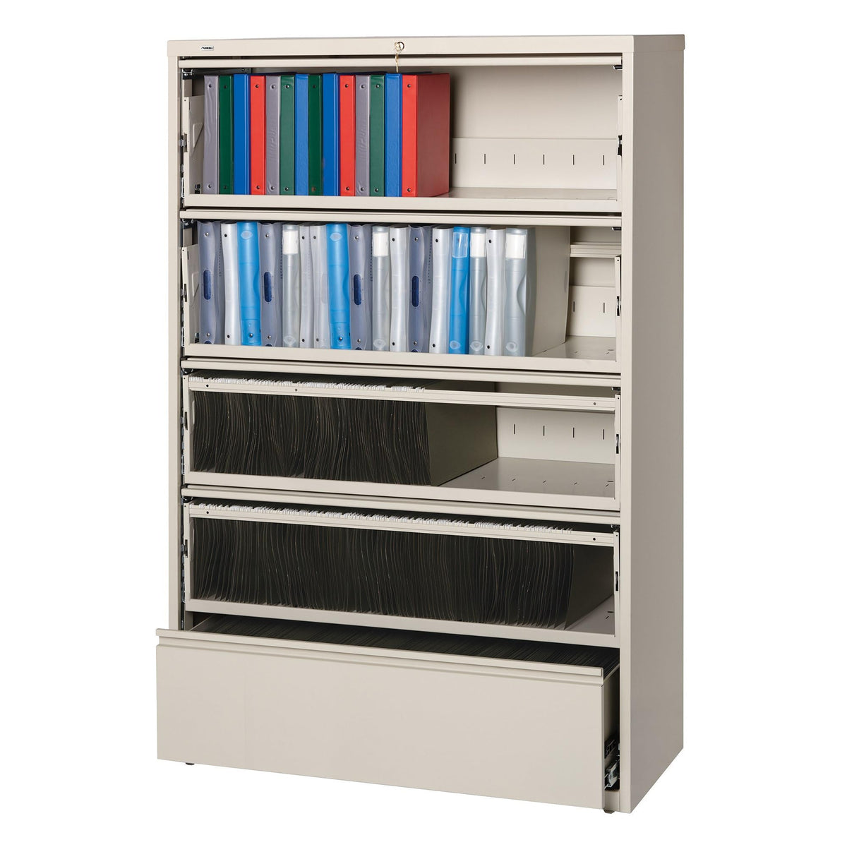 Lorell Llr43516 Receding Lateral File With Roll Out Sleeves, Putty