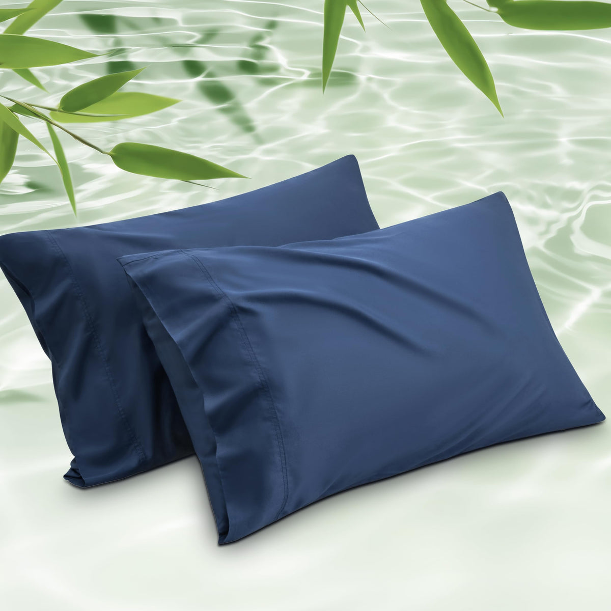Bedsure King Size Pillow Cases Set Of 2, Rayon Derived From Bamboo Navy Blue Pillowcase, Cooling Pillow Cases For Hot Sleepers,