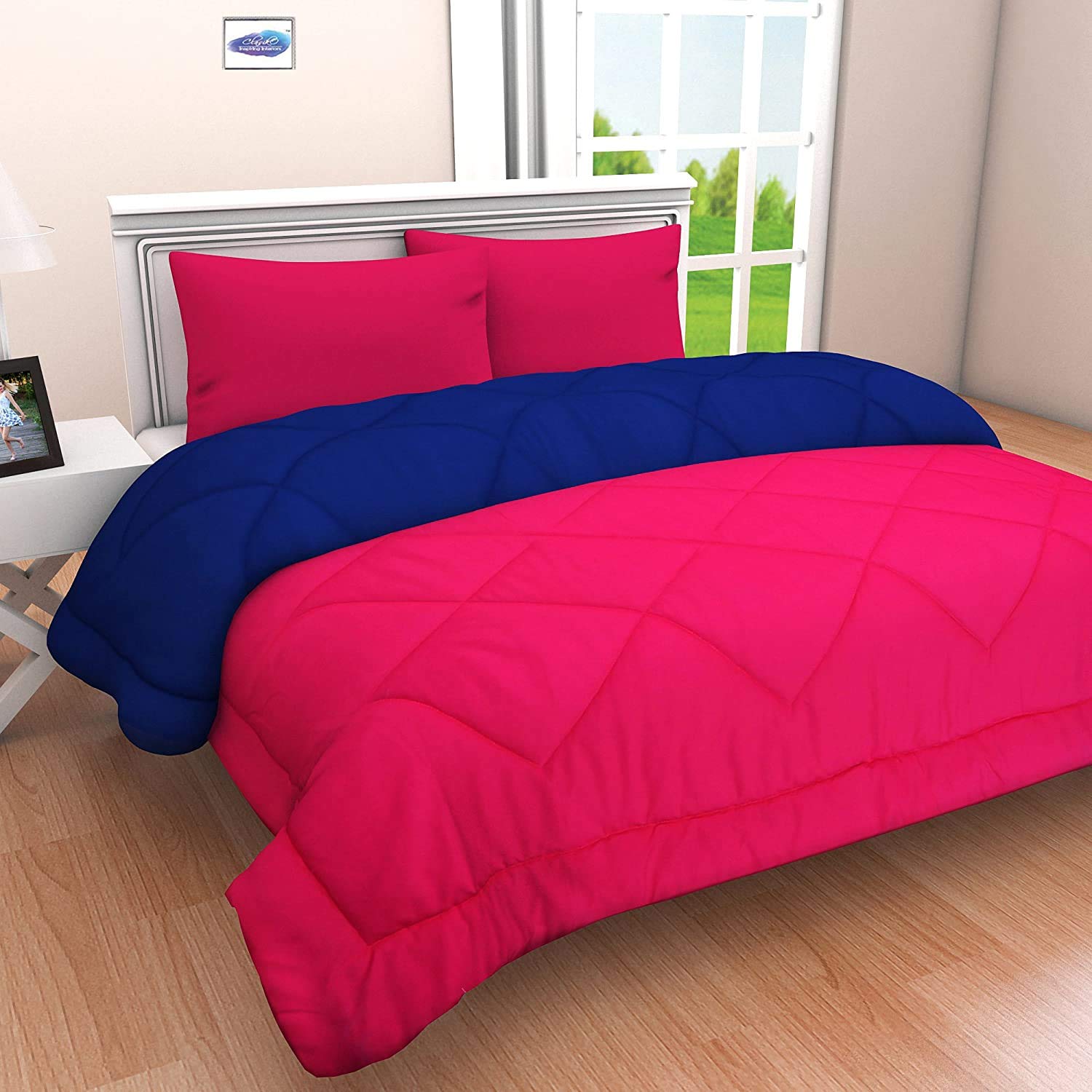 Svt Microfiber 200Tc Comforter (Double Bed_ Pink & Blue)