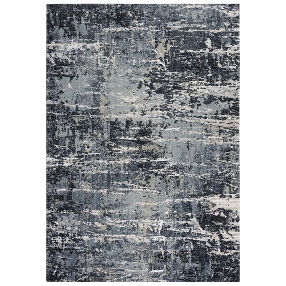 Elect 8' X 10' Abstract Gray/Gray /Blue Power-Loomed/Hybrid Area Rug