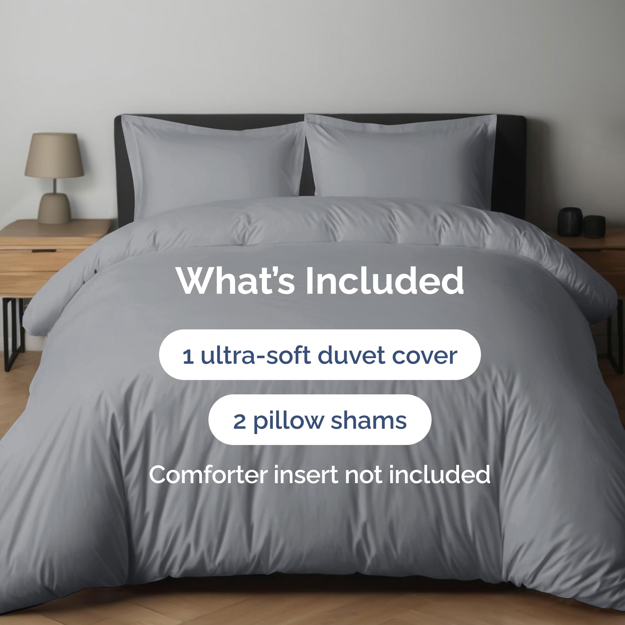 Duvet Cover Cal King Size Set - Extra Soft Cal King Size Duvet Cover 104 X 98 With 2 Pillow Shams - Hotel Luxury Easy Care And Fade Free W/Zipper Closures & Ties - Breathable Bedding Set (Steel Blue)