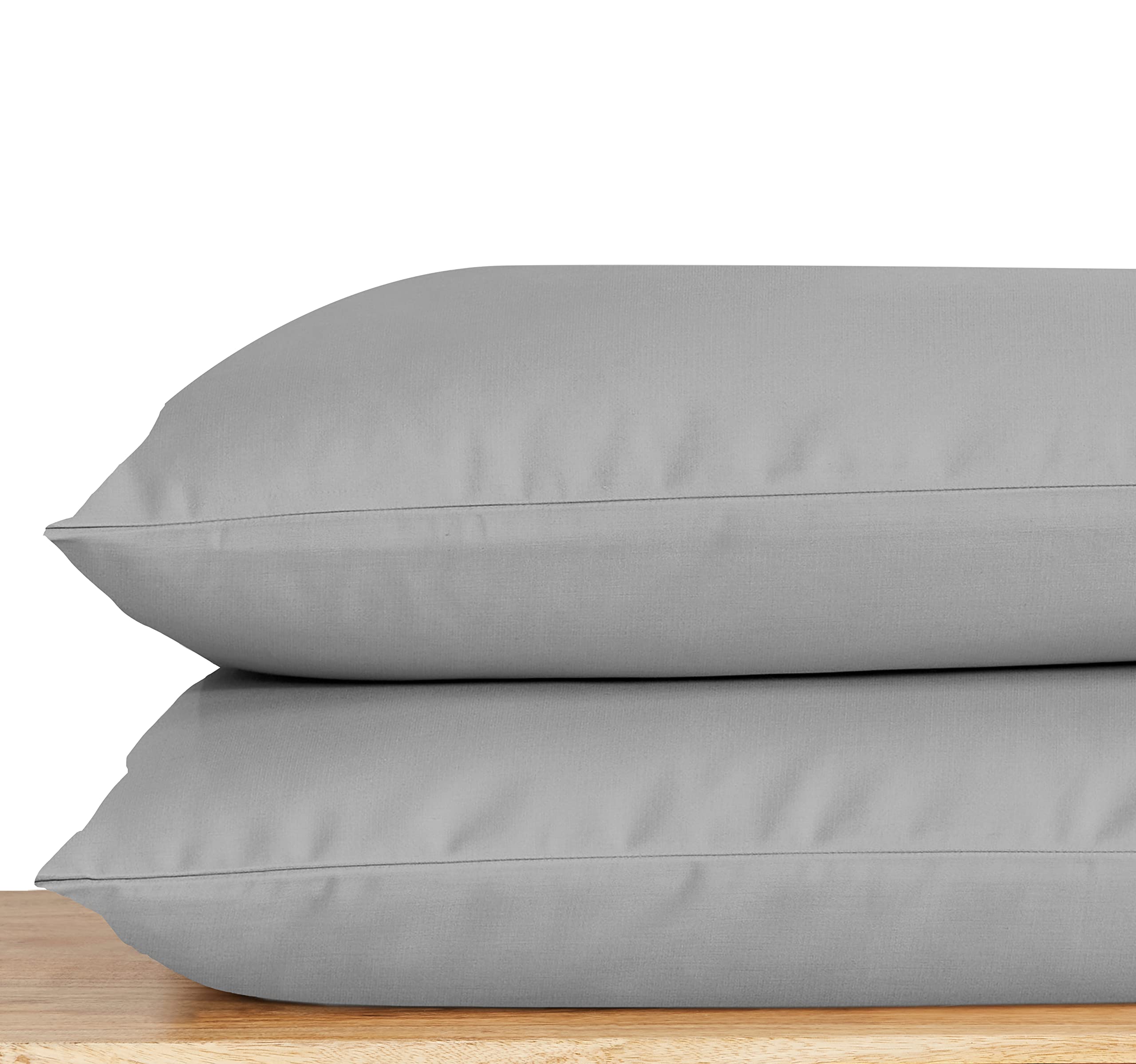 California Design Den Luxuriously Soft Hotel Quality 600 Thread Count, 100% Cotton Set Of 2 Cases, Crisp & Cool Light Gray Pillow Cases Standard Fits Standard & Queen Pillows (Light Gray)