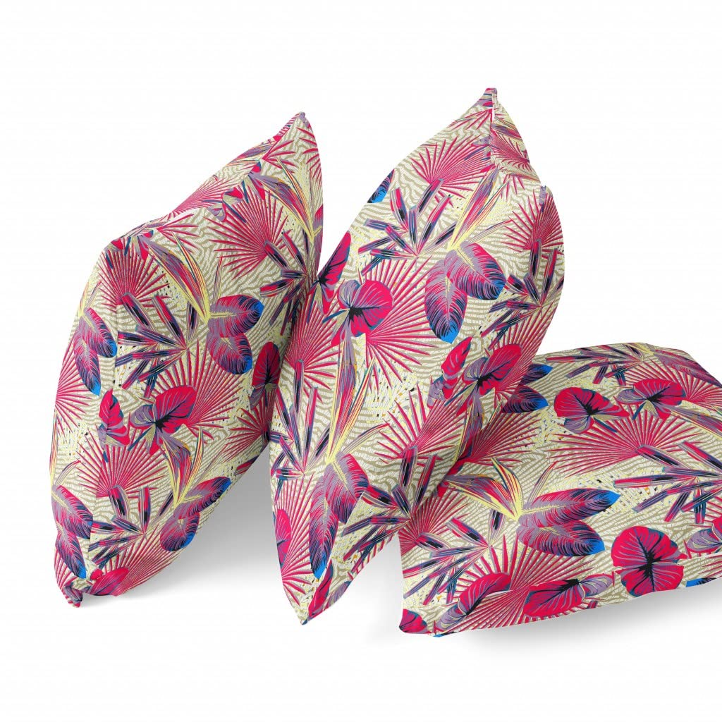 HomeRoots Aqua Red 18â€ Pink Yellow Tropical Zippered Suede Throw Pillow