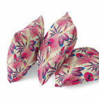 HomeRoots Aqua Red 18â€ Pink Yellow Tropical Zippered Suede Throw Pillow