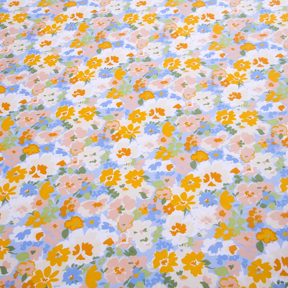 Naturety Bedding Fitted Sheet With Deep Pocket,Colorful Flower Printed Fabric Bed Sheets (Colorful Garden, Full)