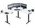 Vivo Electric Height Adjustable 71 X 71 Inch Curved Corner Stand Up Desk, White Table Top, Black Frame, Memory Controller, L-Shaped Workstation, E3C Series, Desk-Kit-E3Cbw