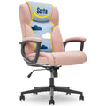 Serta Executive High Back Office Chair With Lumbar Support Ergonomic Upholstered Swivel Gaming Friendly Design, Microfiber, Pink