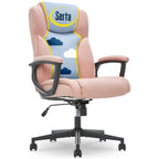 Serta Executive High Back Office Chair With Lumbar Support Ergonomic Upholstered Swivel Gaming Friendly Design, Microfiber, Pink