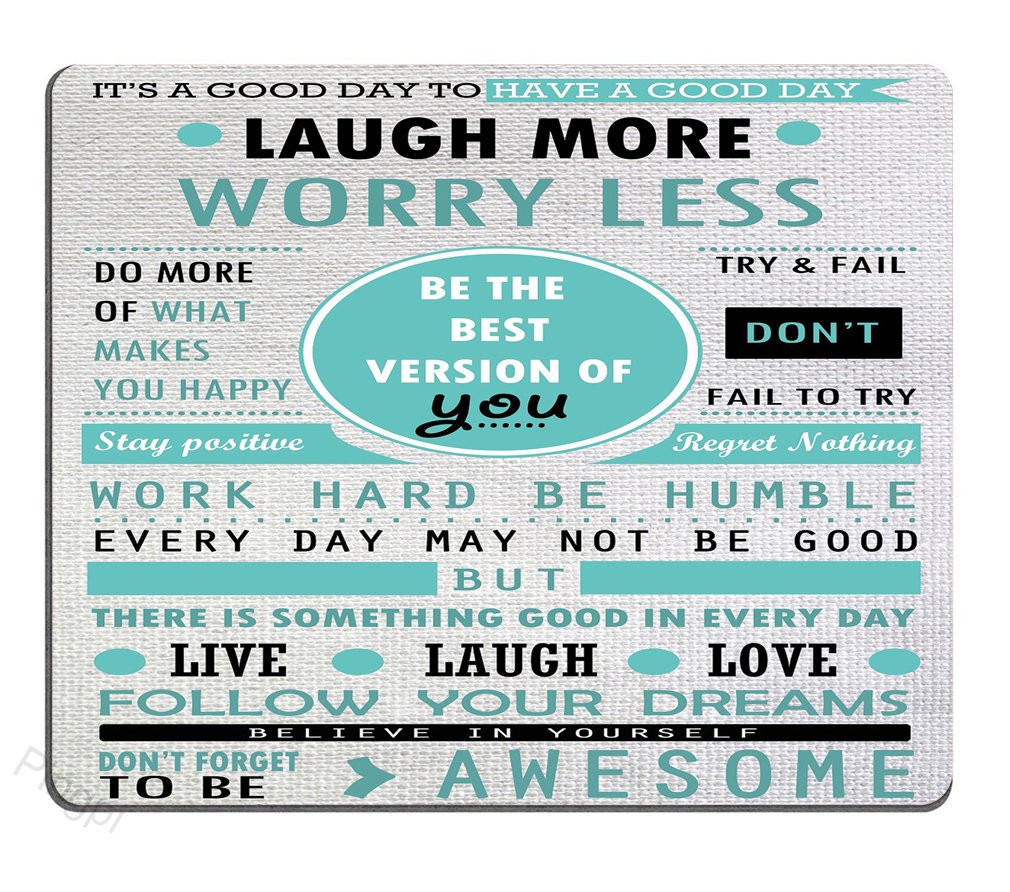 Pingpi Design Mouse Pad, Inspirational Quotes Laugh More Worry Less Don'T Forget To Be Awesome,Quote Pad Custom,Office Mouse Pad