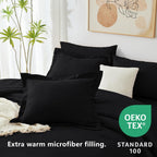 Cozylux Queen Comforter Set Black, 7 Pieces Bed In A Bag Soft Bedding Comforter Set With Sheets, All Season Boho 7Pc Bed Sets With Comforter, Fitted Sheets, Flat Sheets, Pillow Shams And Pillowcases