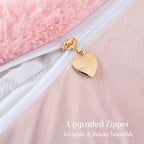 Futei Pink Decorative Throw Pillow Covers 16X16 Inch Set Of 2, Square Soft Faux Rabbit Fur Big Striped Cushion Cover,Home Decor