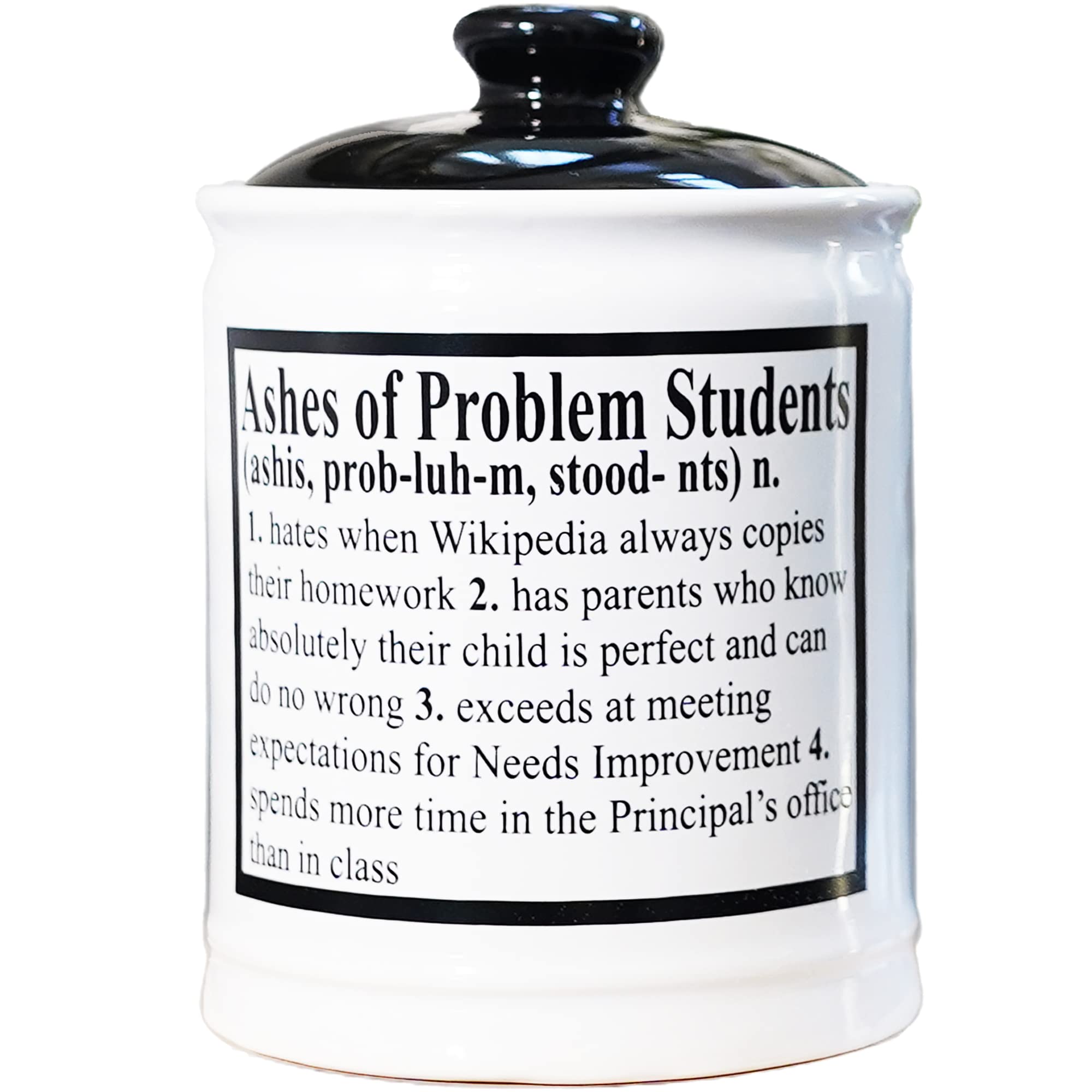 Teacher Gifts, Ashes Of Problem Students Ceramic Decorative Jar With Lid, Gifts For Women, Men, Unique White Elephant Gifts For