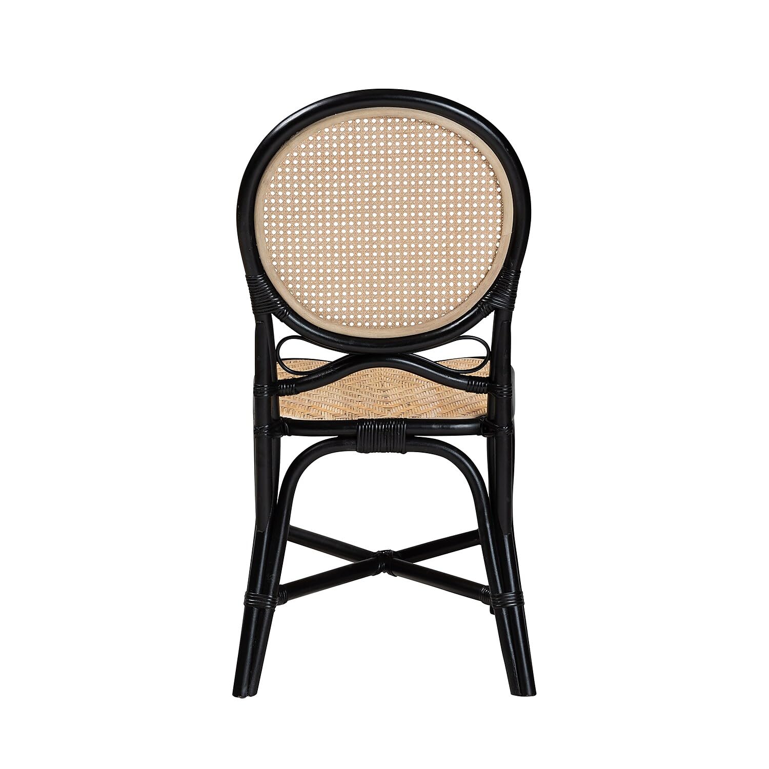 Baxton Studio Ayana Mid-Century Rattan Dining Chair, Natural Brown/Black (231-13231-HiT)