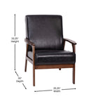 Flash Furniture Langston Commercial Mid Century Modern Chair - Black LeatherSoft Upholstery - Walnut Finish Wooden Frame and Arms - Extra Supportive Sinuous Springs