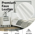 vidaXL Faux Leather Bed Frame Platform Bed, Scandinavian Style/Slats Support/No Box Spring Needed/Without Mattress/Easy Assembly, White Full Bed