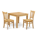 East West Furniture OXGR3-OAK-W 3 Piece Dining Set Contains a Square Dinner Table and 2 Kitchen Dining Chairs, 36x36 Inch, Oak