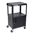Luxor Multipurpose Adjustable Height Steel A/V Utility Cart with Cabinet - Black