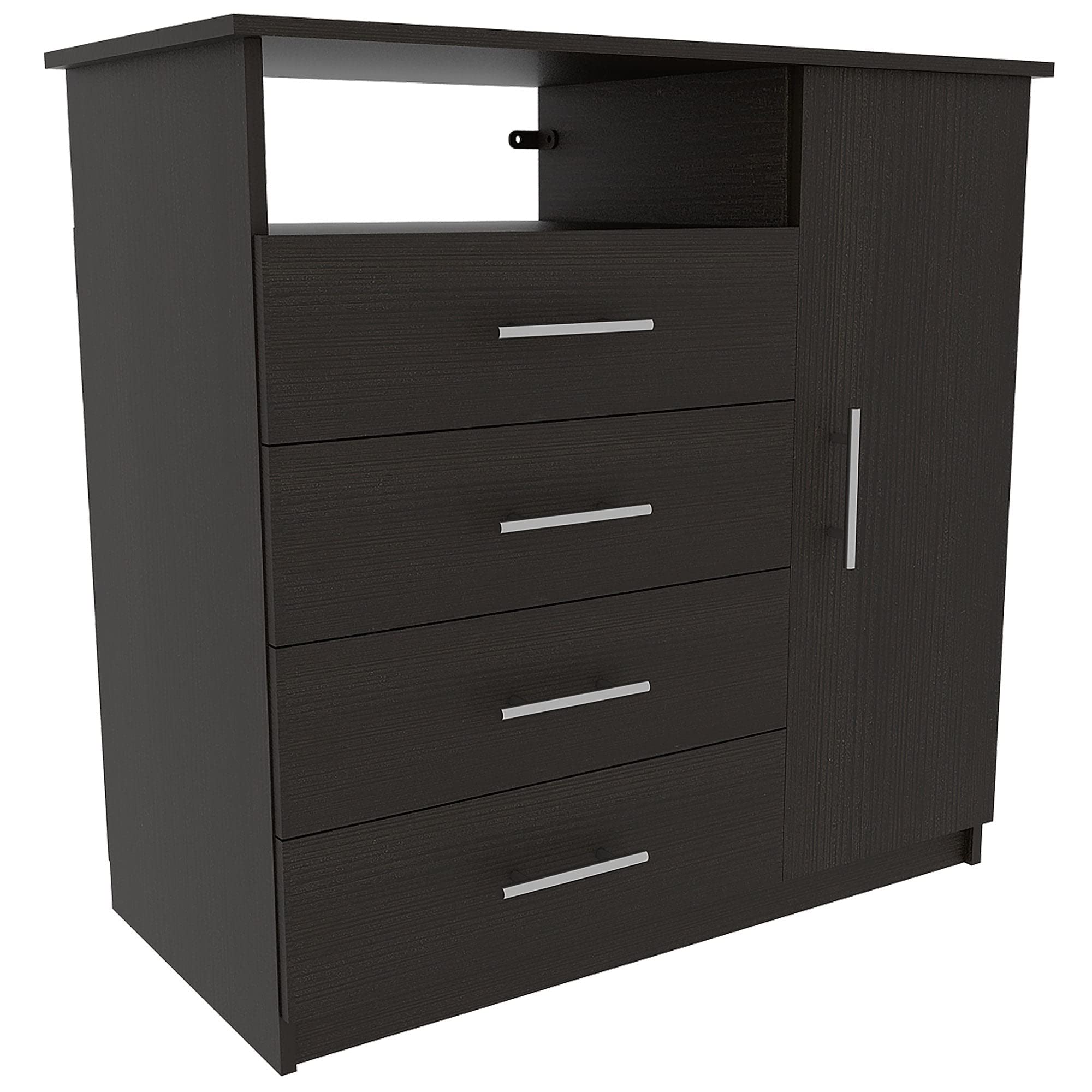 DEPOT E-SHOP Bidrell 2 Piece Bedroom Set, Armoire + Drawer Dresser, Black