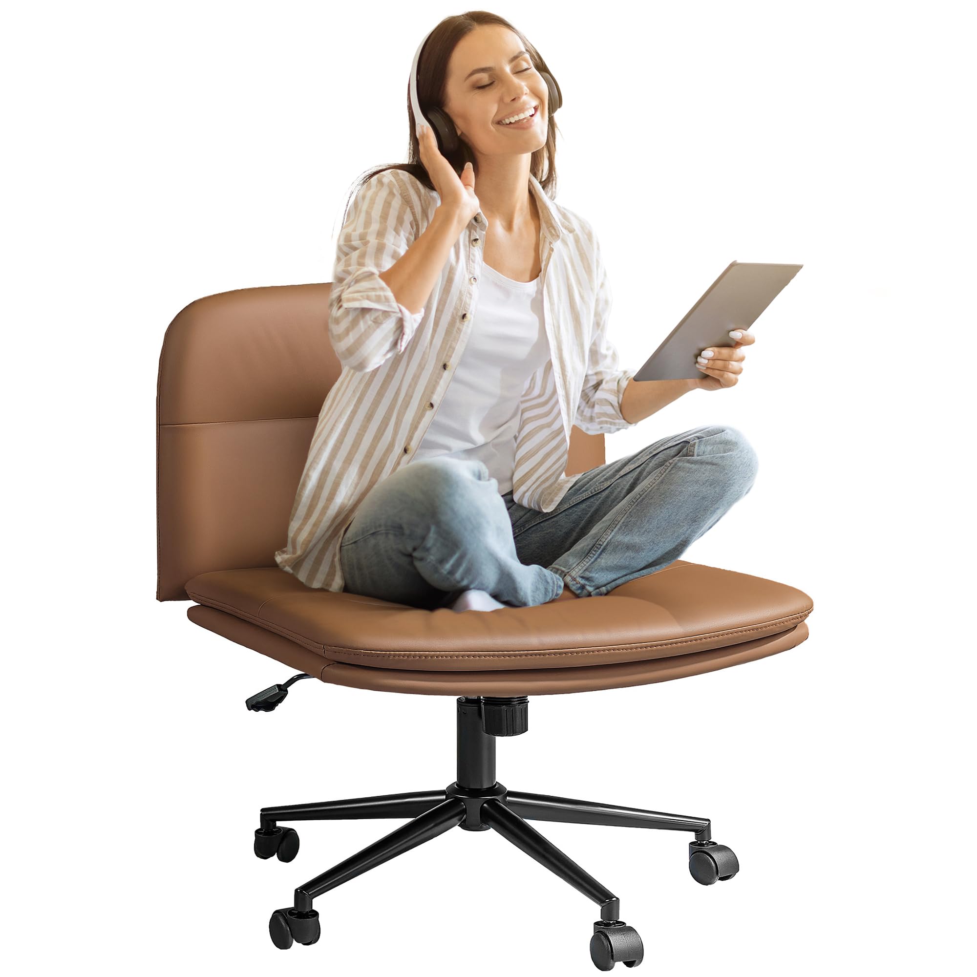 Flexispot Cross Legged Office Chairs For Vanity Desk Criss Cross Chair With Wheels Vanity Chair Armless Home Office Desk Chairs