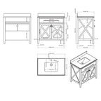 Laviva Wimbledon - 36 - Grey Cabinet Black Wood Marble Countertop