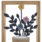 HomeRoots Multi MDF Framed Metal Flower Vase Wall Decor