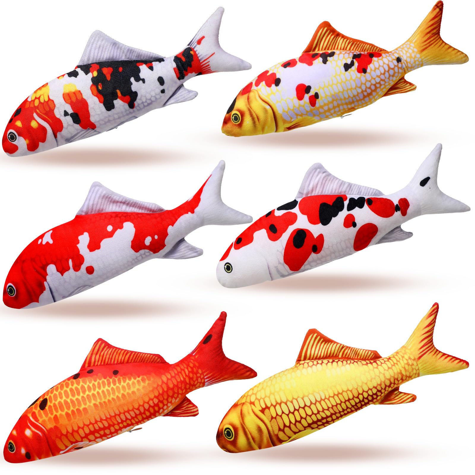 Barydat 6 Pcs 12 Inch Fish Plush Toy Pillow Soft Cushion Animal Realistic Fish Stuffed Carp Toy For Cat Pets Or Kids Birthday Gi