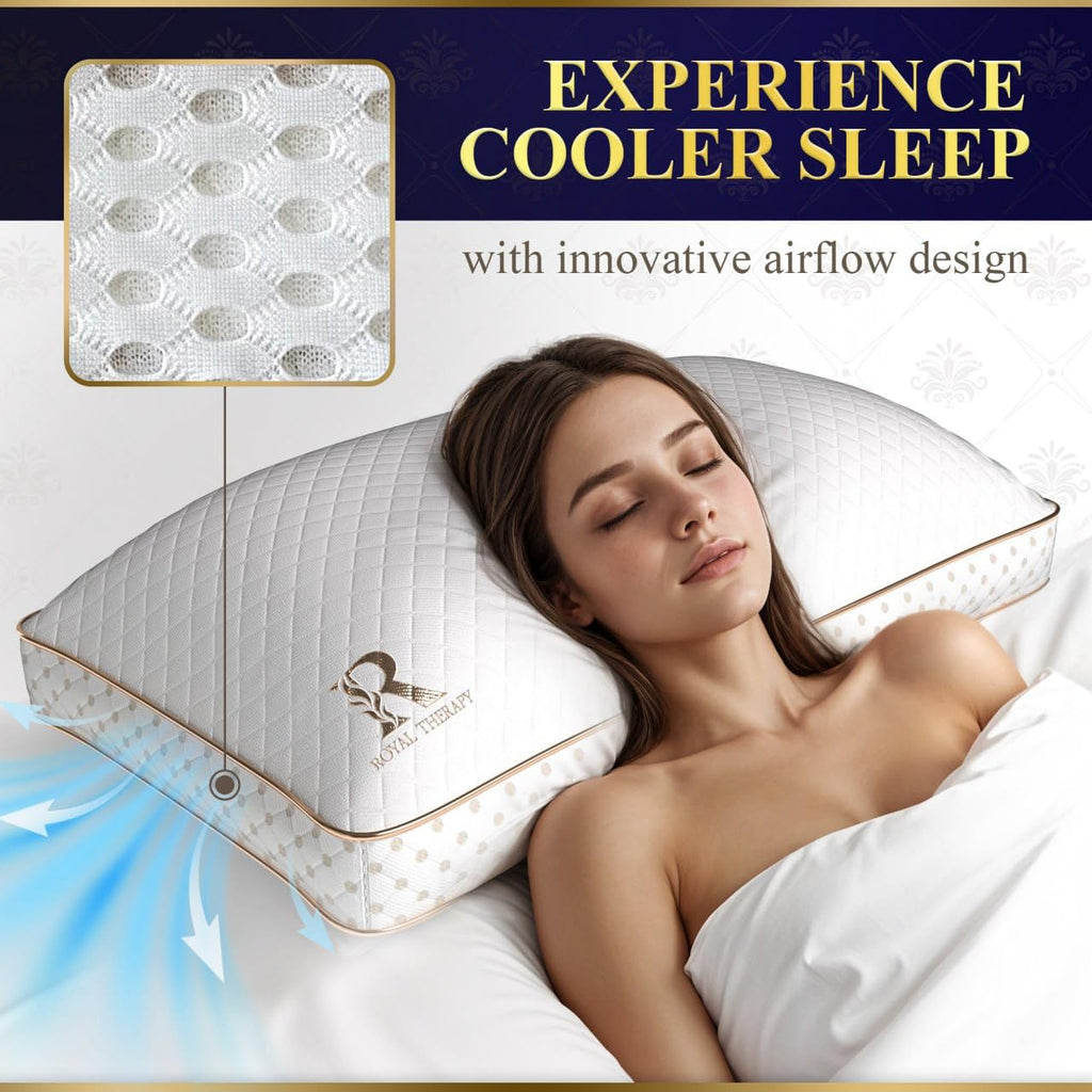 Royal Therapy 4-Pack Queen Memory Foam Pillow, Adjustable Shredded Odor-Free Pillow For Neck & Shoulder Pain Relief, Support For