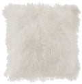Saro Lifestyle 100% Wool Mongolian Lamb Fur Throw Pillow With Poly Filling, 16', Ivory