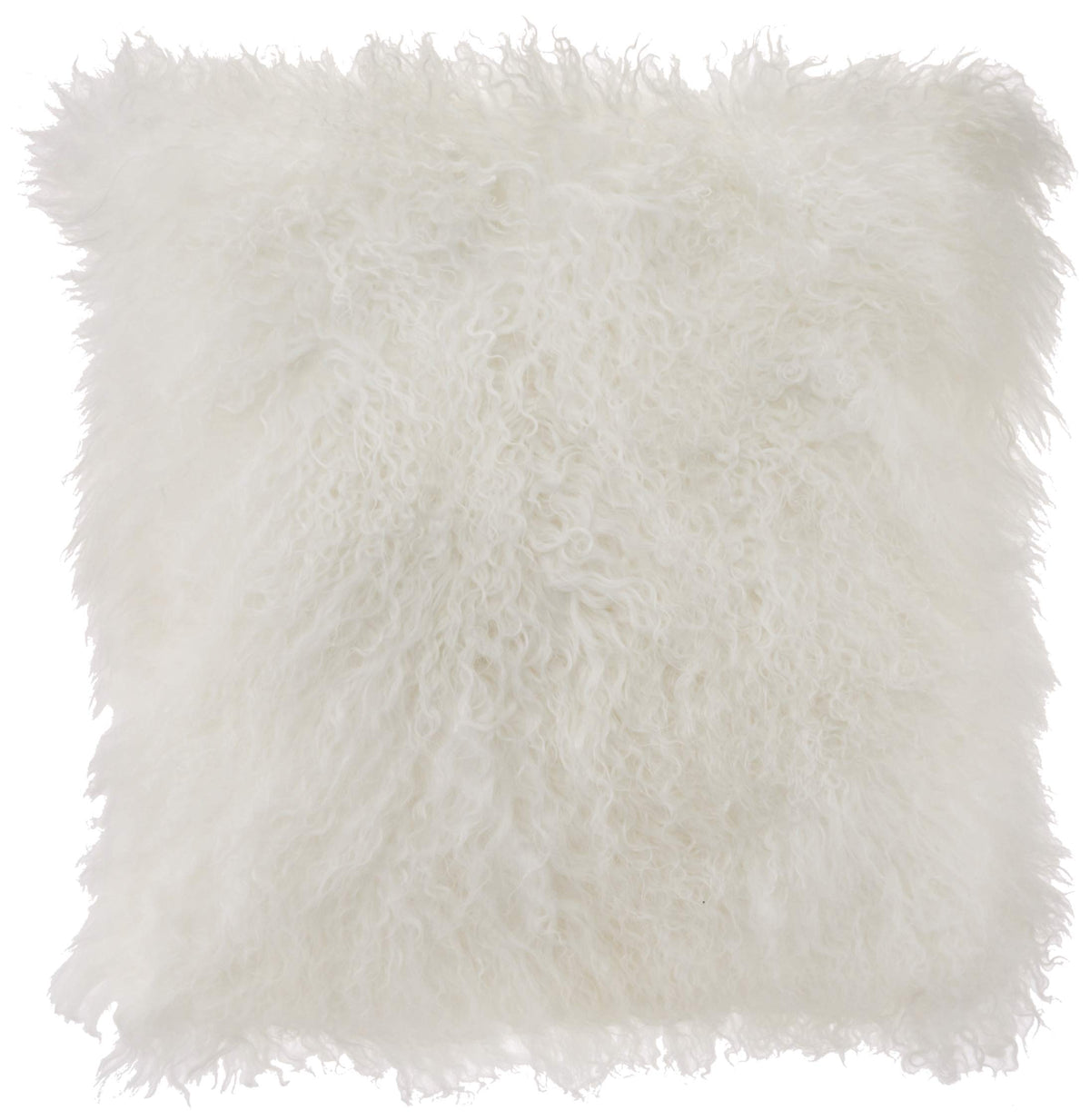 Saro Lifestyle 100% Wool Mongolian Lamb Fur Throw Pillow With Poly Filling, 16', Ivory