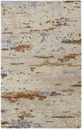HomeRoots 513623 8 x 10 ft. Ivory Blue & Brown Wool Abstract Hand Tufted Handmade Stain Resistant Rectangle Area Rug