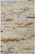 HomeRoots 513623 8 x 10 ft. Ivory Blue & Brown Wool Abstract Hand Tufted Handmade Stain Resistant Rectangle Area Rug