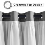Hiasan Grey Blackout Curtains With Sheer Overlay, Grommet Thermal Insulated Privacy Mix & Match Double Layer Room Darkneing Curt