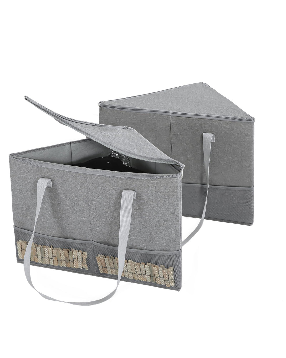 Wanapure 2 Pack Rigid Hanger Organizer, Triangle Storage Bin with Lid, Hanger Holder Stand for Space Saving, Clothes Organizer S