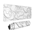 White Topographic Contour Xl Gaming Mouse Pad Extended Long Large Mousepad With Stitched Edges Laptop Desk Pad Computer Keyboard