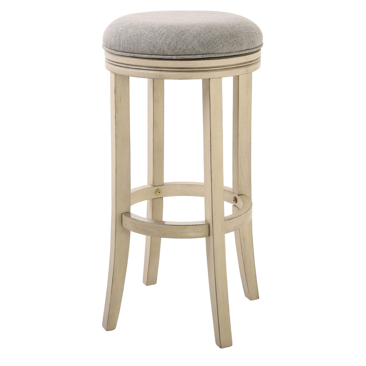 HomeRoots 30' Ivory Finished Solid Wood Frame in Paradigm Quartz Fabric Bar Stool