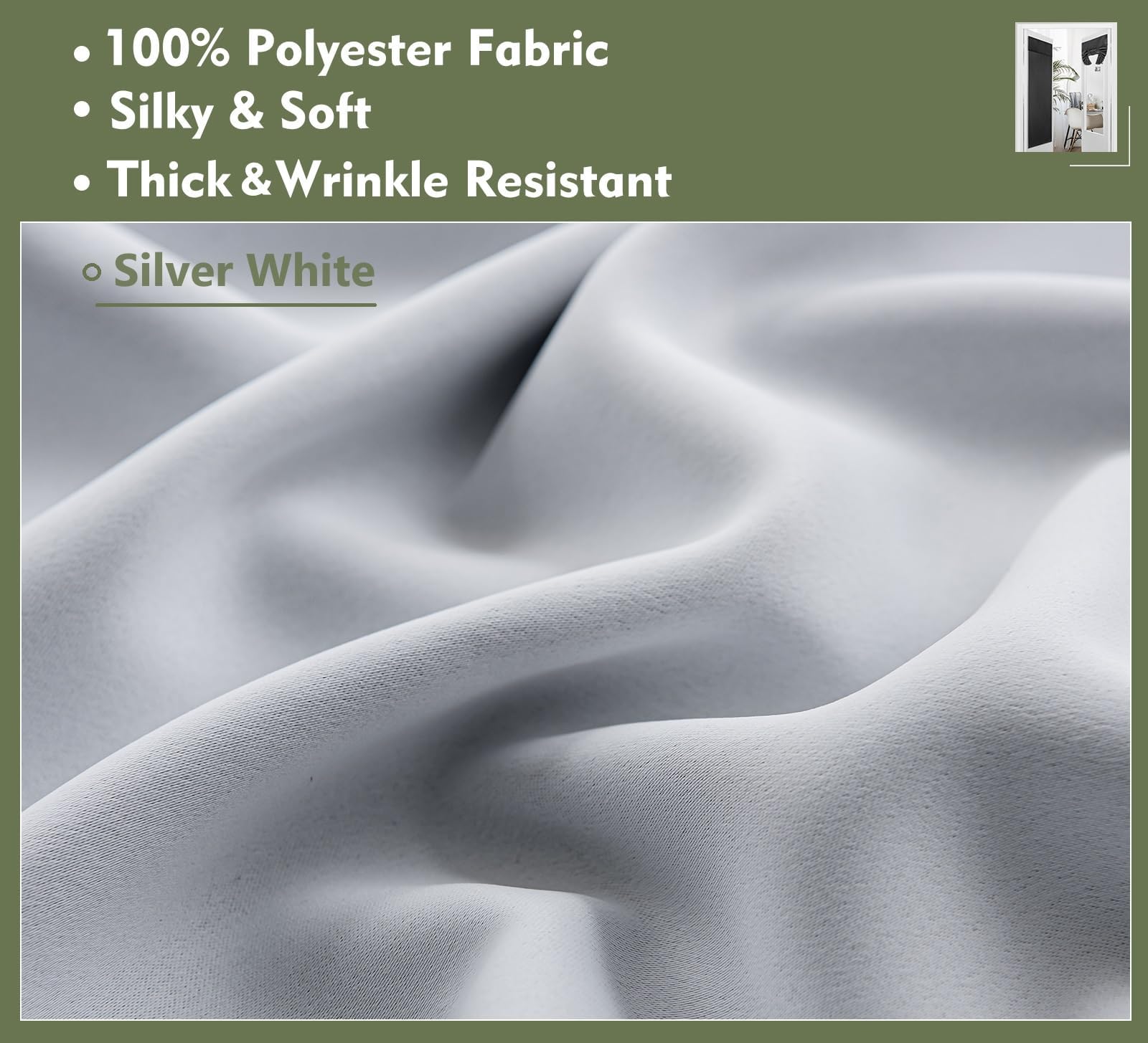 Pi Blackout Small Door Curtain,Privacy Thermal Insulated Door Window Curtain For Small Window/Small Front Door/Office 1 Panel (W26Xl20,White)