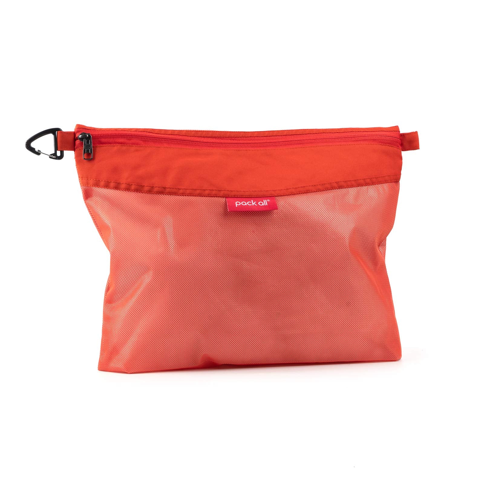 Pack All Water-Resistant Material Zipper Pouch, Mesh Zipper Bags For Storage, Travel, Office (Orange, Large)