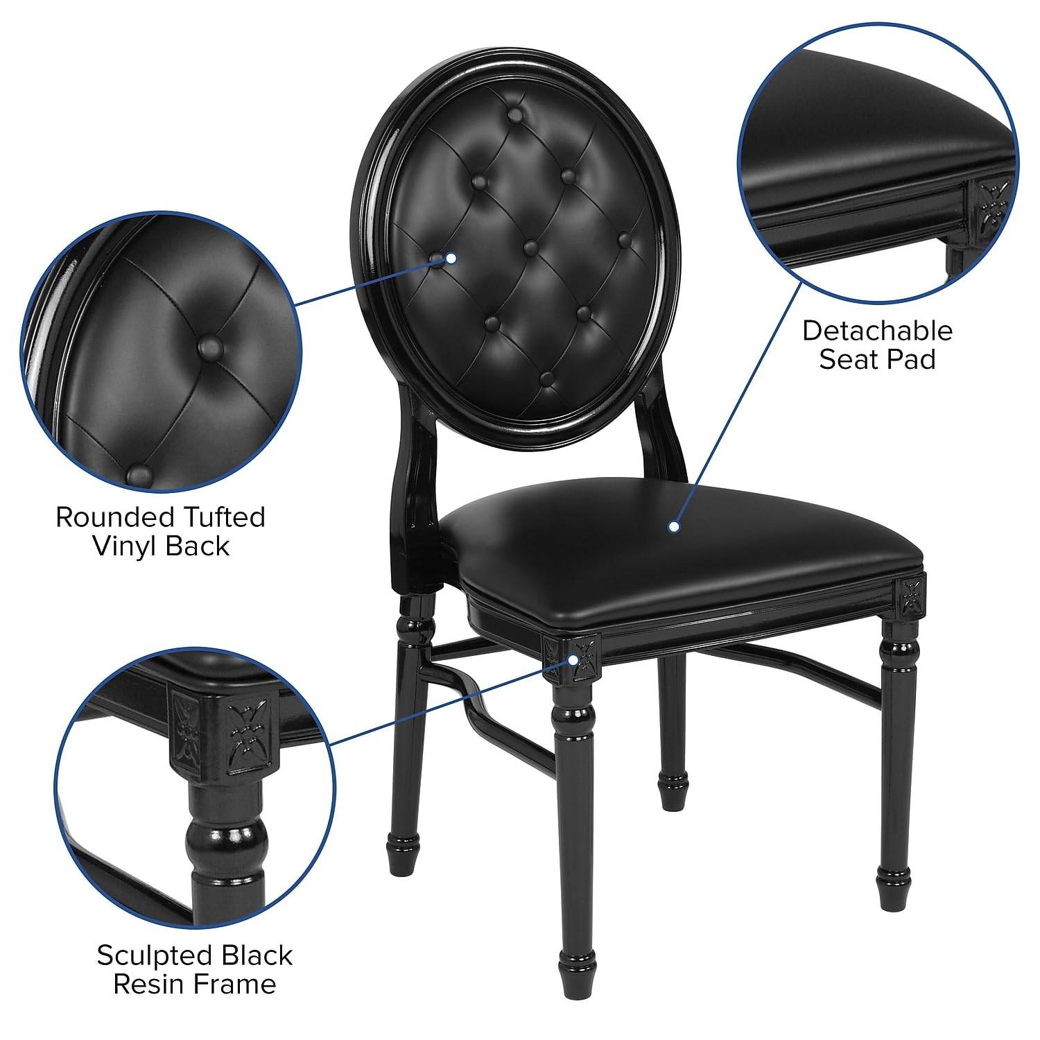 Flash Furniture Hercules Series 900 Lb. Capacity King Louis Chair With Tufted Back, Black Vinyl Seat And Black Frame