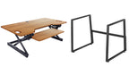 Rocelco 46" Large Height Adjustable Standing Desk BUNDLE - Quick Sit Stand Up Dual Monitor Riser - Tall Gas Spring Assist Computer Workstation - Retractable Keyboard Tray - Teak (R DADRT-46-FS2)