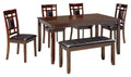 Signature Design by Ashley Bennox Dining Room Set, Includes Table, 4 18 Chairs & Bench, Brown