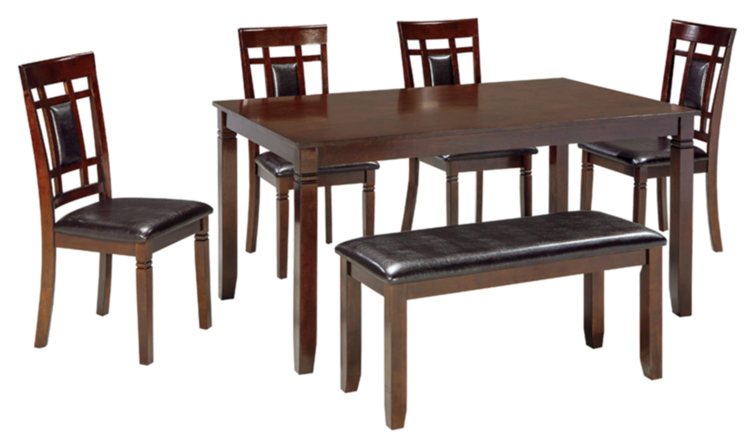 Signature Design by Ashley Bennox Dining Room Set, Includes Table, 4 18 Chairs & Bench, Brown