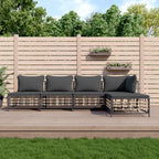 vidaXL 5-Piece Indoor/Outdoor Patio Lounge Set - Flexible Design, Durable Poly Rattan Material, Comfortable Cushioned Seating in Anthracite Dark Gray