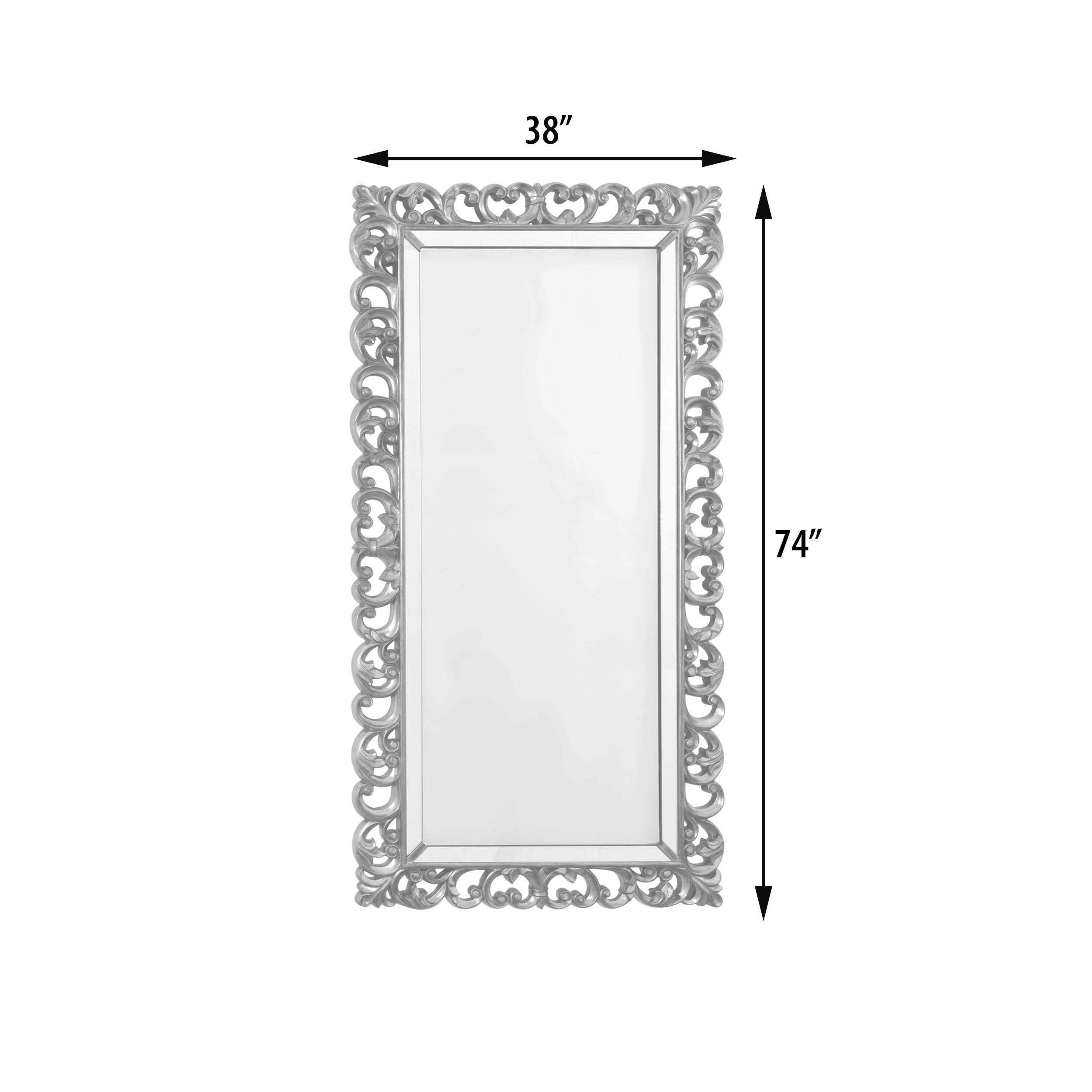 Timeless Reflections By Afd Home 11115145 Inlaid Mirror, Burnished Silver Finish