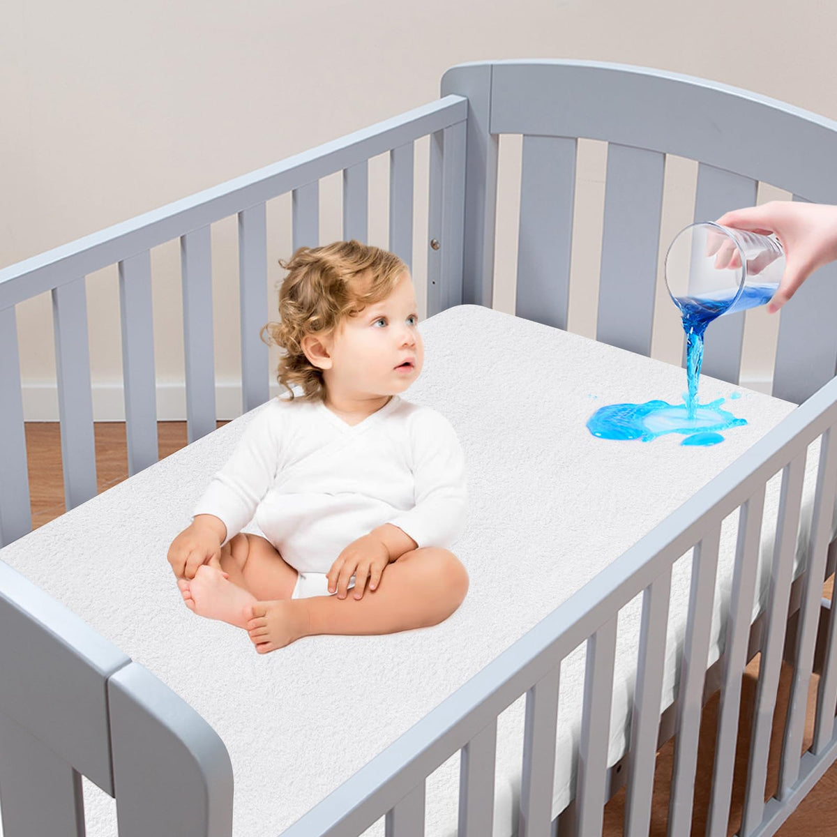 Moonsea Crib Mattress Protector, Waterproof Crib Mattress Pad Cover, Smooth Top Mattress Protector For Kids, Breathable Skin Fri