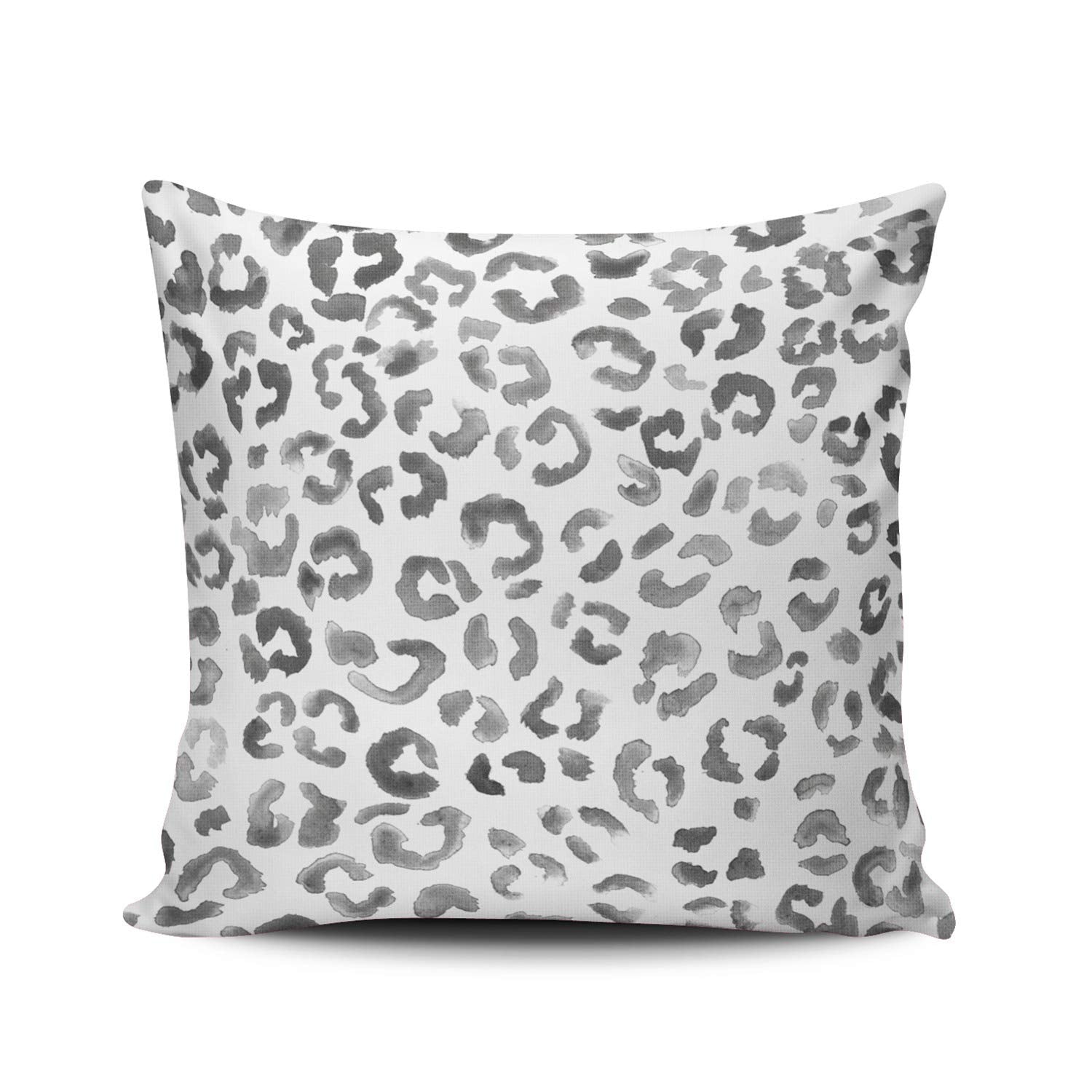 Fanaing Gray Leopard Print Pattern Black Watercolor Hand Paint Pillowcase Home Sofa Decorative 26X26 Inch European Throw Pillow