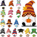 Blulu Fall Christmas Interchangeable Wooden Gnome Decor DIY Holiday Halloween Thanksgiving Seasonal Tiered Tray Decoration with 