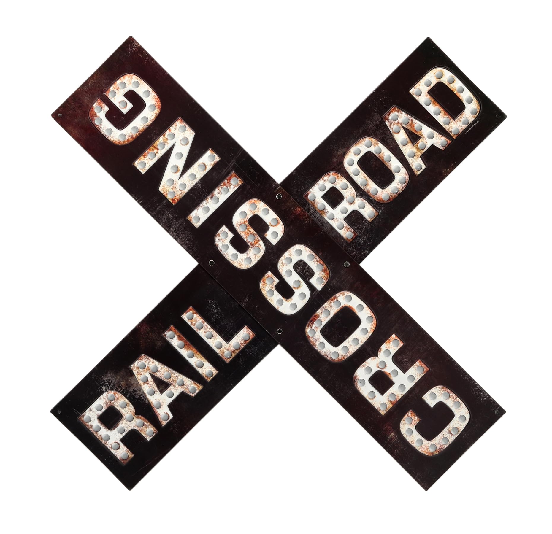 Railroad Crossing Prismatic Embossed Metal Sign - Vintage Railroad Sign for Garage, Bedroom or Man Cave