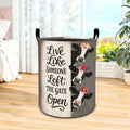coedoaes Cute Cow Laundry Basket with Handles, Fun Quote Calf Flower Foldable Clothes Hamper, Vintage Country Waterproof Oxford 